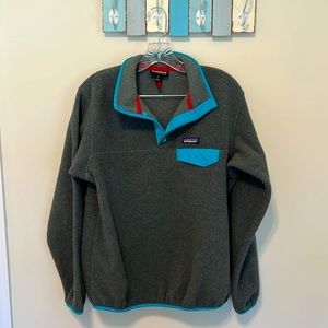 Patagonia Women’s Lightweight Synchilla Snap-T Pullover / Size M / Gray and Teal